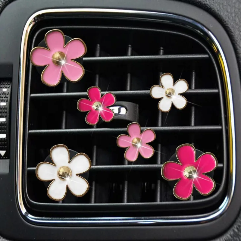6Pcs/Set Lily Flower Car Vent Decorations with Vent Clips, Multi‑Colors Available, Cute Floral Car Interior Decor Accessories