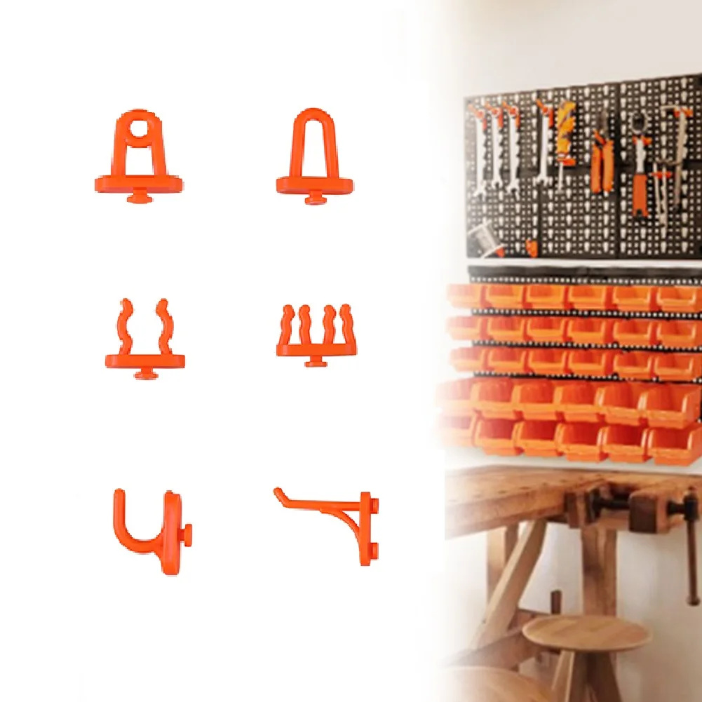 Gancho para tablero colgante, almacenamiento montado en la pared, colgar una variedad de herramientas, Color naranja, variedad de accesorios, juego de 10 Uds. De Material ABS