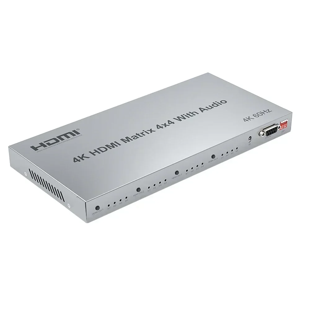 4K 60Hz 4x4 HDMI Matrix with R/L 3.5mm Audio Extractor HDR 3D HDMI2.0 Video Switcher Splitter 4 in 4 Out Seamless Switch RS232