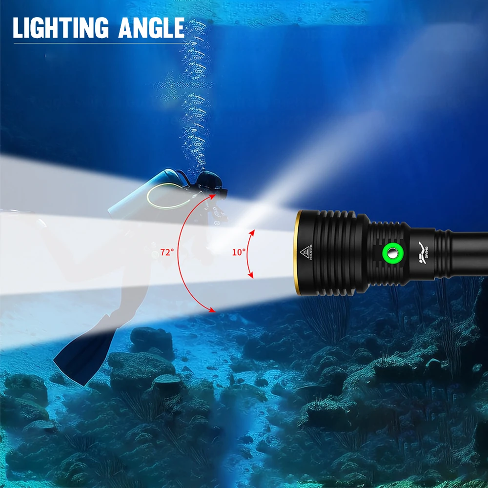 Asafee 40M Diving Flashlight XHP70 LED Lamp Underwater Canister Waterproof Torch Dive Lantern SOS Light