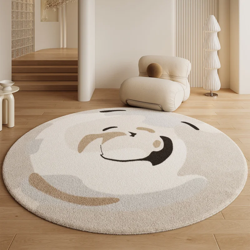 AI KUO Round carpet for bedroom and living room2025New high-end dressing room floor mat in cream style for study room sofa and c