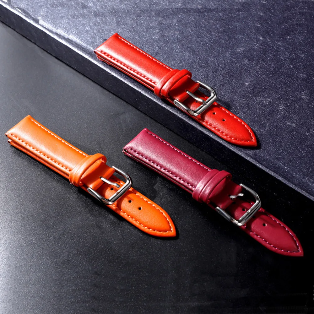 Plain Weave Leather Watch Strap with Needle Pattern for Men and Women 8 Color Available 16mm 18mm 20mm 22mm