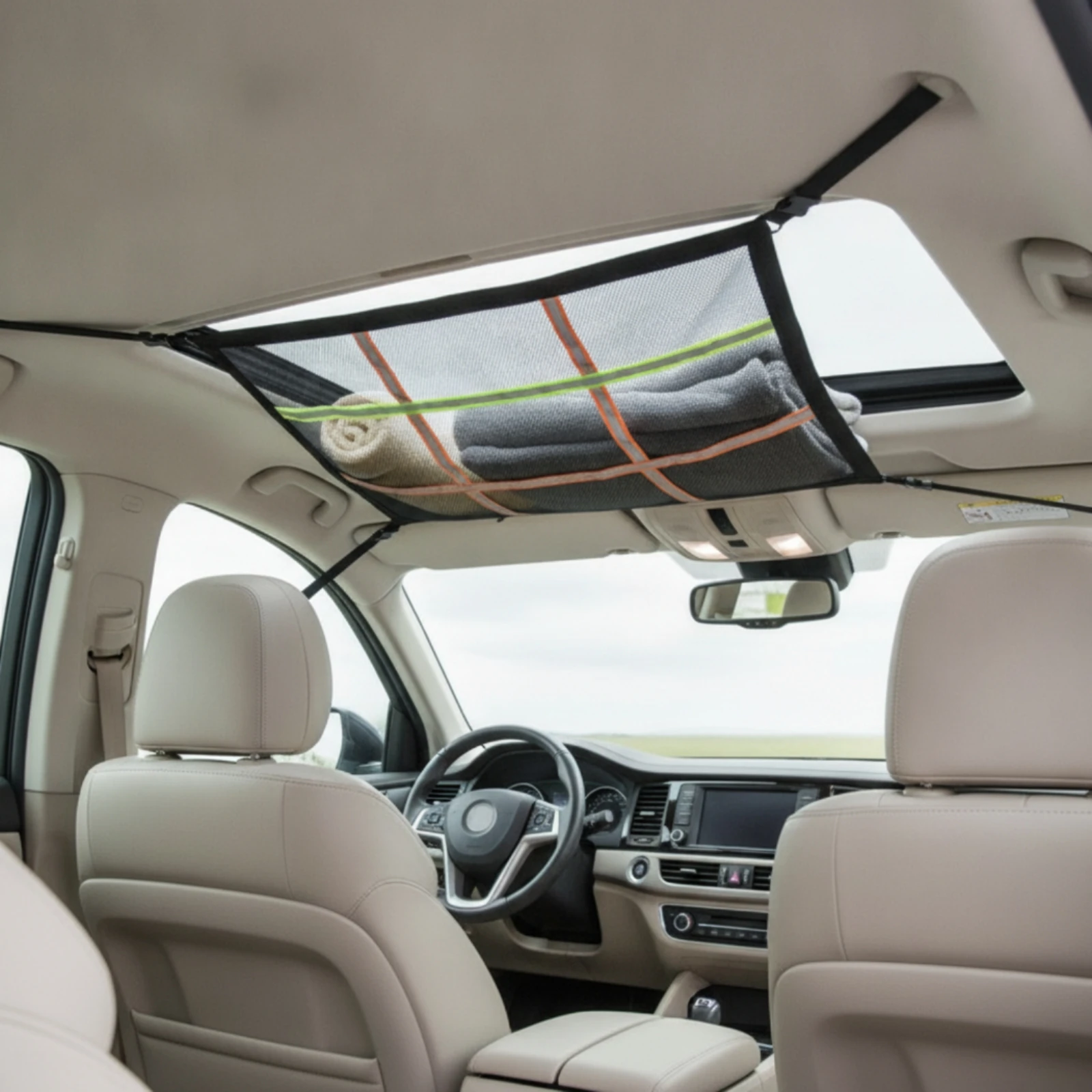 Car Ceiling Storage Net Easy to Install Car Ceiling Cargo Net Overhead Cargo Organizer Lightweight Overhead Storage Organizer