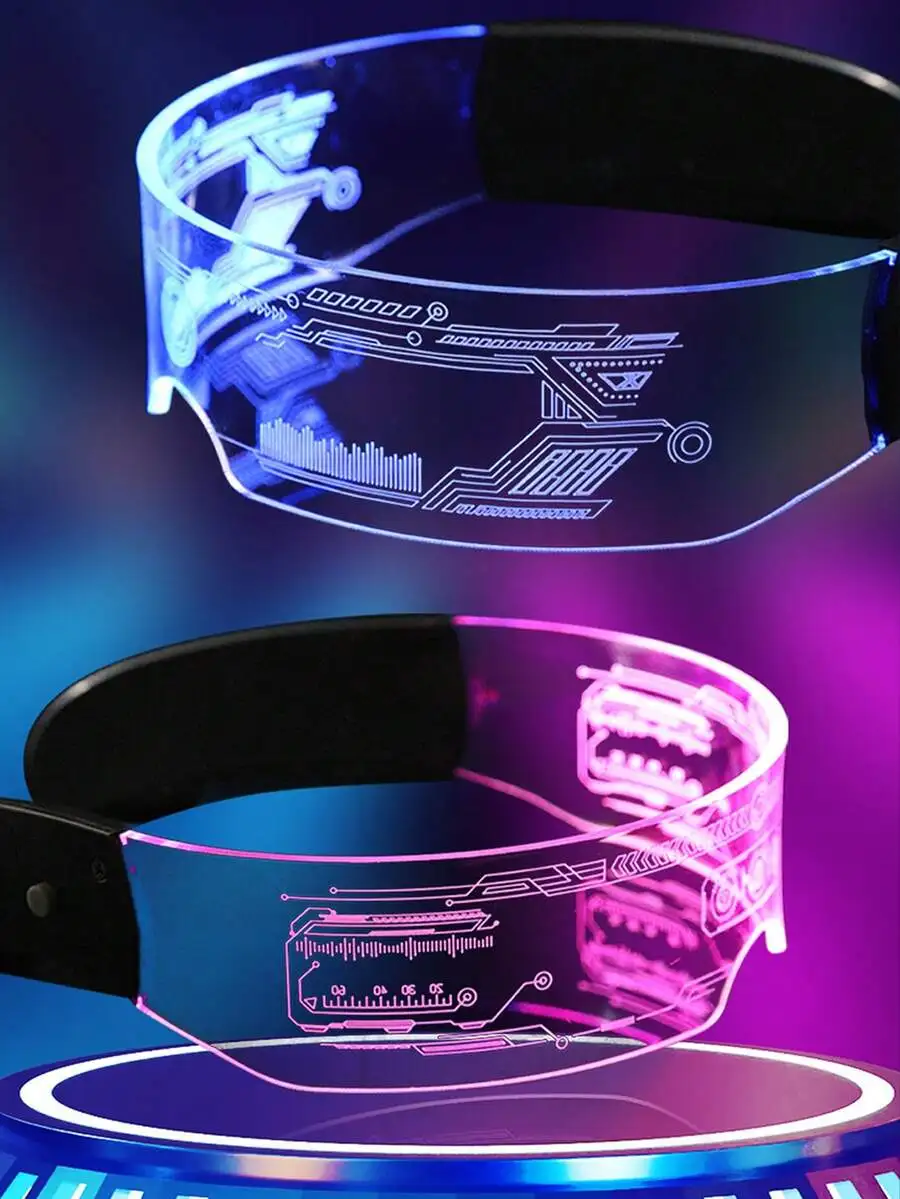 

LED Futuristic Glasses 7 Colors 11 Lighting Modes For Nightclubs DJ Parties Cosplay