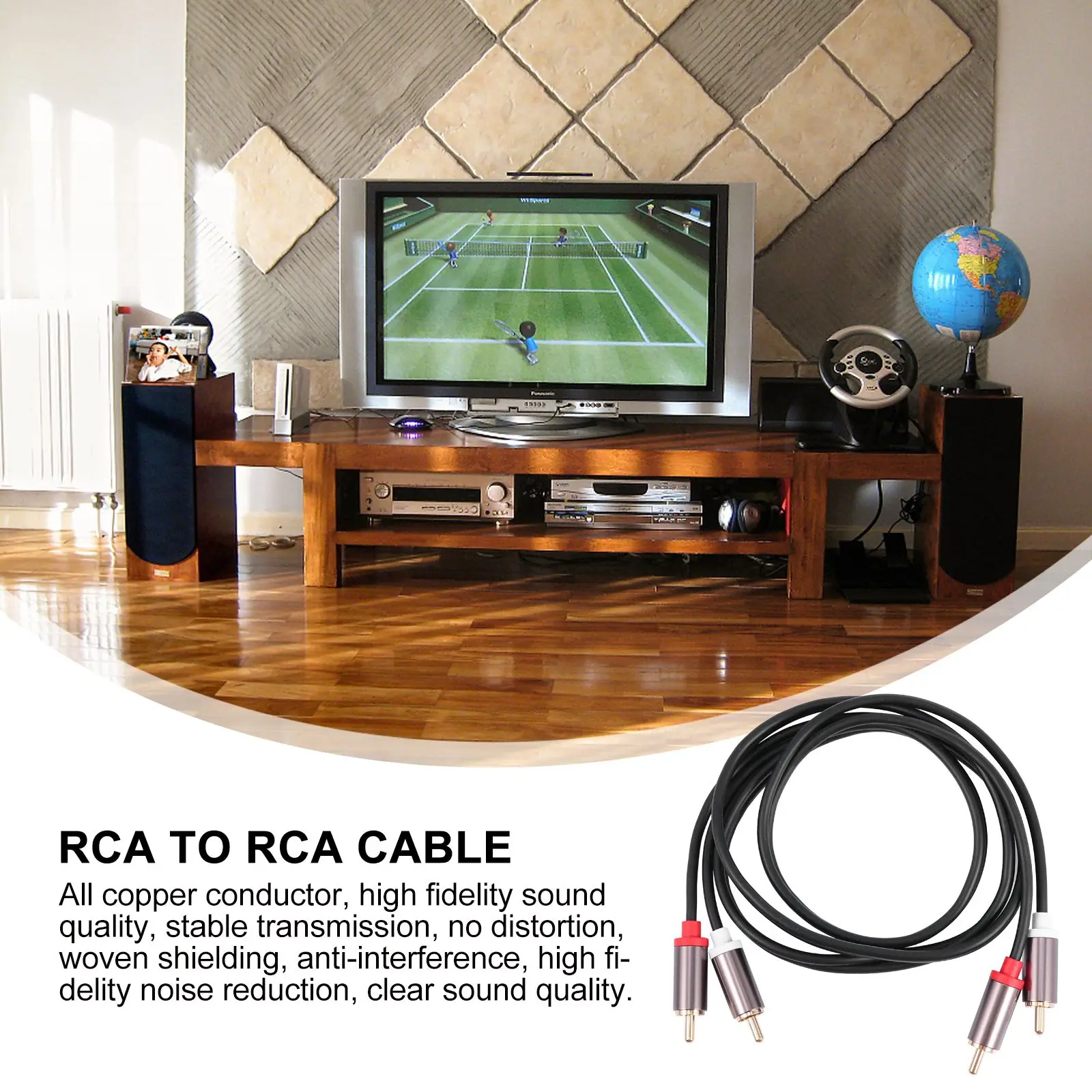 

3 Meter Male To Male Audio Cable For Gaming Consoles Aluminum Alloy Shielded Gold-Plated Plugs Braided