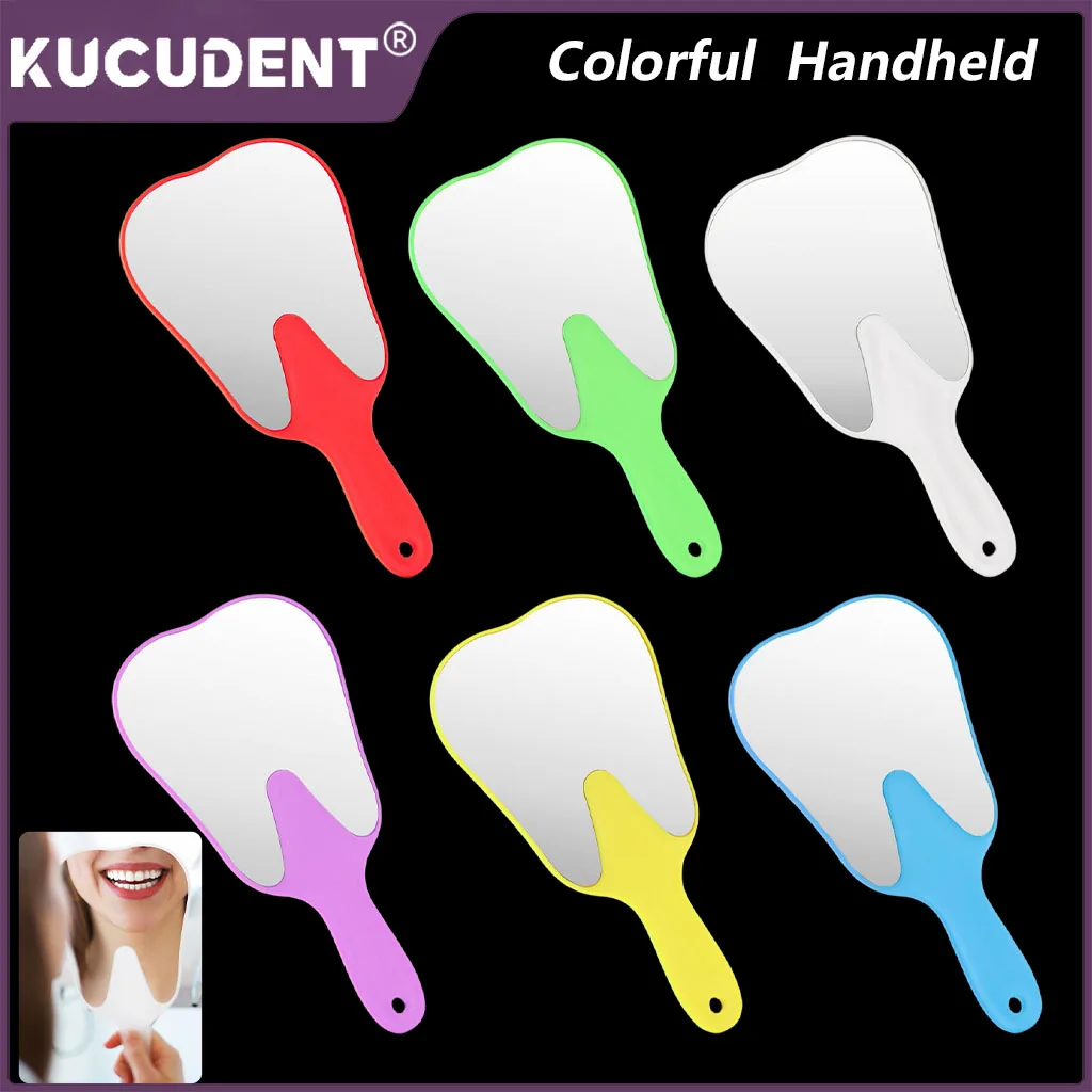 1Pc Dental Mouth Mirror Tooth Shaped Handheld Makeup Mirrors Tooth Inspection Tool Unbreakable Oral Care Dentistry Accessories