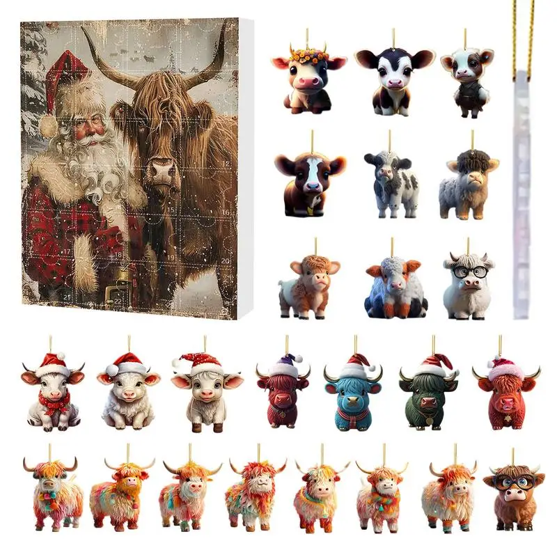 

Christmas Advent Calendar 2024 Advent Calendar Highland Cow Christmas Countdown Christmas Ornaments Bulk Christmas Countdown