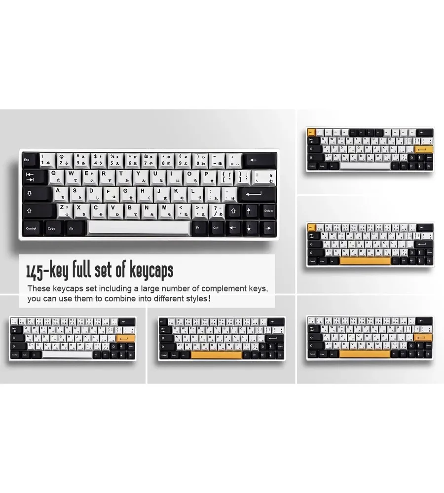 Black and yellow Japanese keycap 145 key PBT keycap Cherry original height five-sided sublimation process