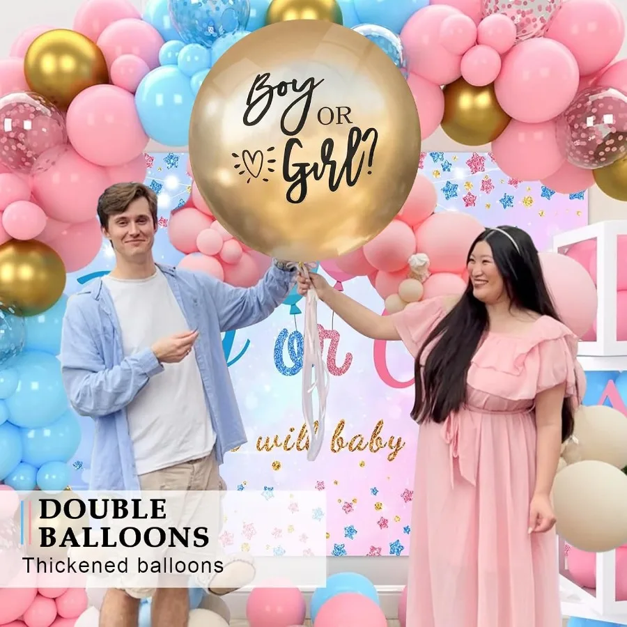 بالون تكشف عن الجنس للأولاد أو البنات مع قصاصات زرقاء وردية لحفلة استقبال المولود الجديد تكشف عن الجنس بالون ذهبي مقاس 36 بوصة