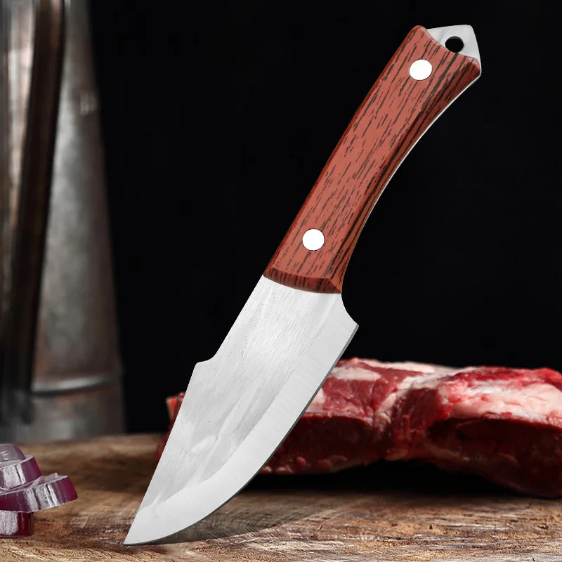 Stainless Steel Boning Knife Hand-forged Kitchen Butcher Meat Cleaver with Cover Plastic Handle Professional Cooking Knife