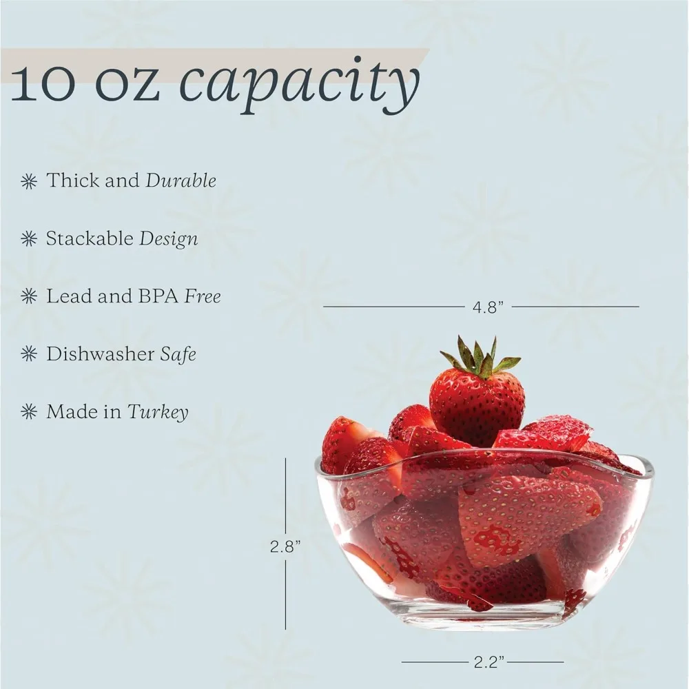 

Набор стеклянных десертных мисок из 12 предметов, 10 унций мисок для закусок в микроволновой печи и посудомоечной машине для мороженого, салата, конфет и кухни