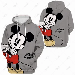 Spring and Autumn Women Disney Mickey Mouse Print Hoodie Fashion Loose Streetwear 2024 Funny Cartoon Street Hip Hop Sweatshirt