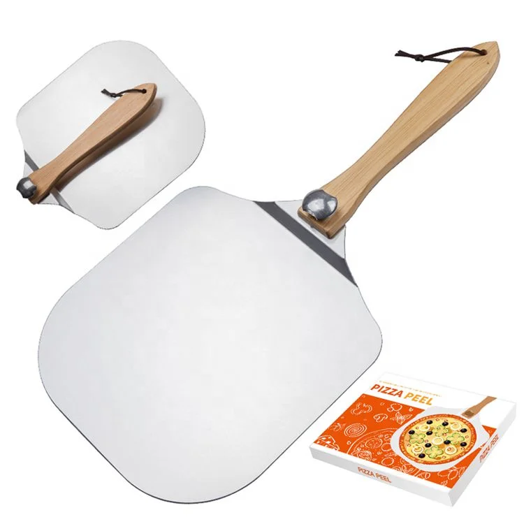

High Quality Aluminum Pizza Peel Customized Wooden Handle Pizza Shovel Kitchen Baking Pizza Spatula
