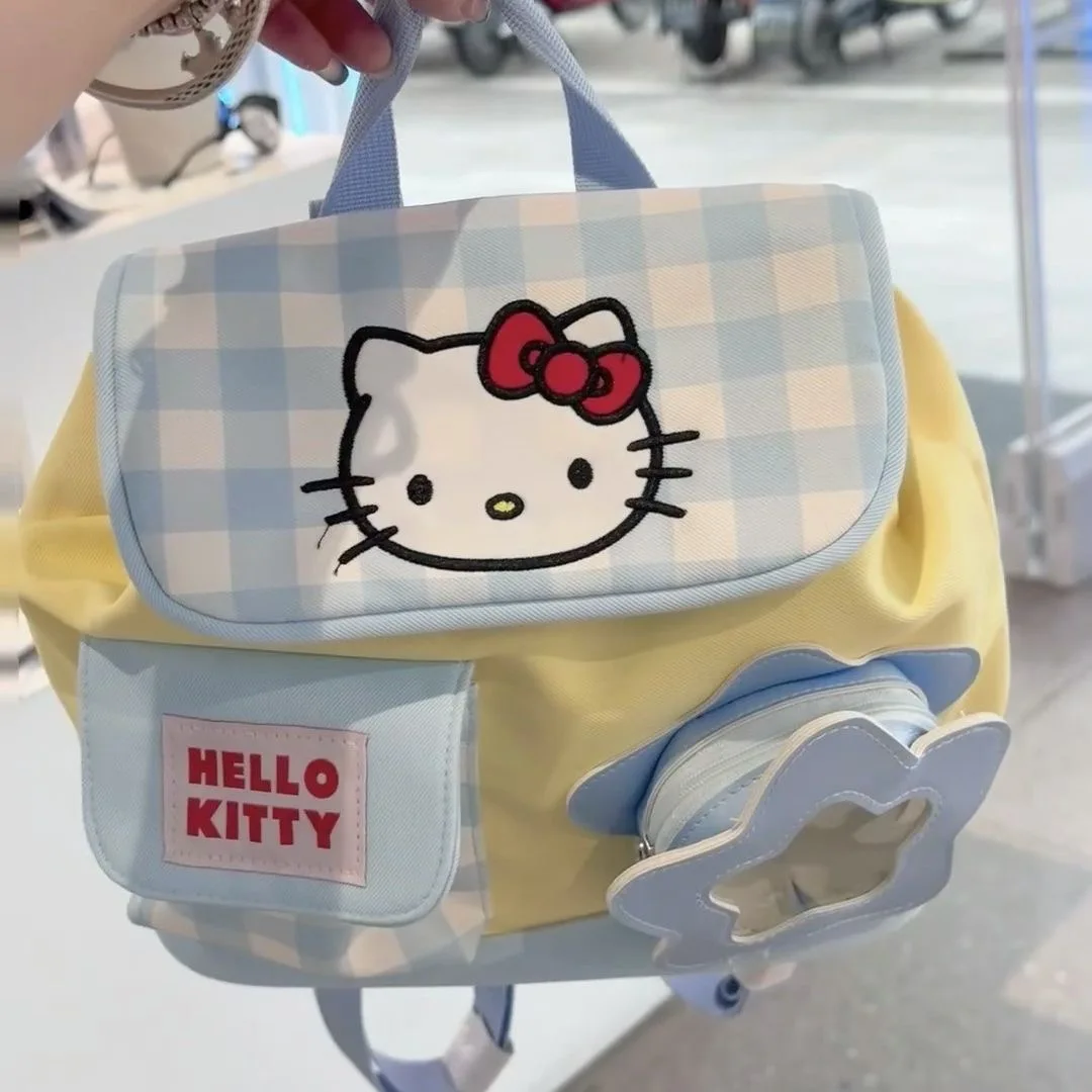 Nueva mochila Hello Kitty para mujer, mochila de moda de alta calidad con cordón para niñas, mochila de viaje pequeña y fresca para niñas