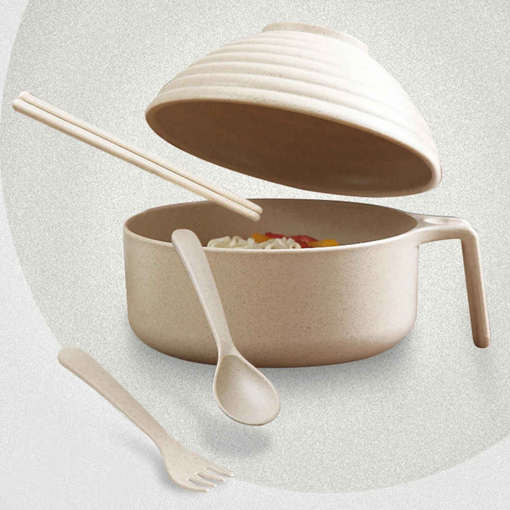 Ramen fogão ramen tigela conjunto com colher pauzinhos garfo microondas macarrão tigela rápida ramen fogão faculdade dormitório quarto Essentials