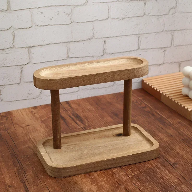 Hot Wooden Storage Shelf 2-Tiers Desktop Organizer Shelves Desk Display Rack Desktop Dressing Table Cosmetics Storage Rack YUZI