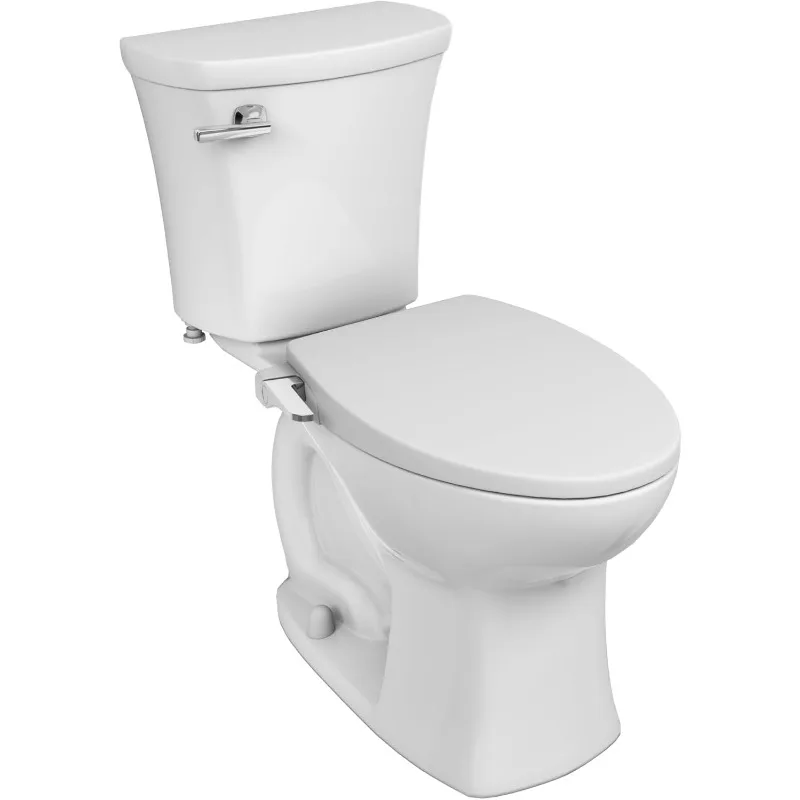 Two-piece toilet with seat and wax ring, extended front end, left-hand flush Bathroom Fixture Toilets