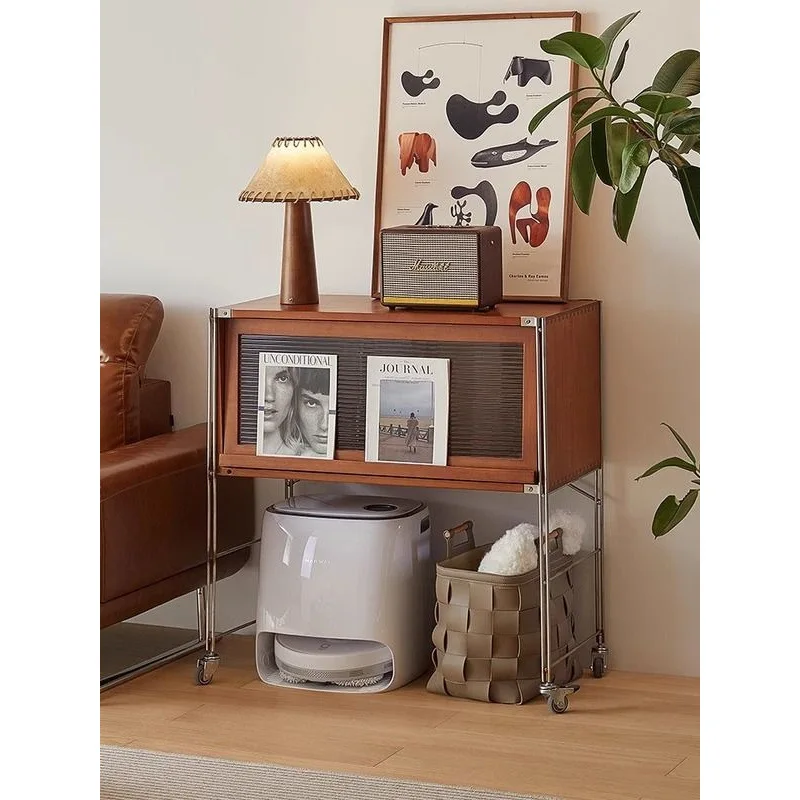 Medieval de madeira maciça varrendo robô prateleira armário móvel retro sala estar estante armário lateral