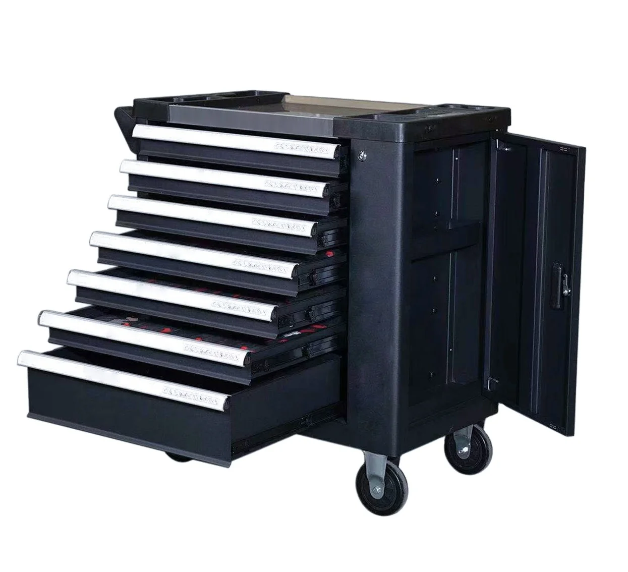 

Индивидуальная черная тележка для хранения инструментов с 7 ящиками, мобильный шкаф на колесиках для гаража