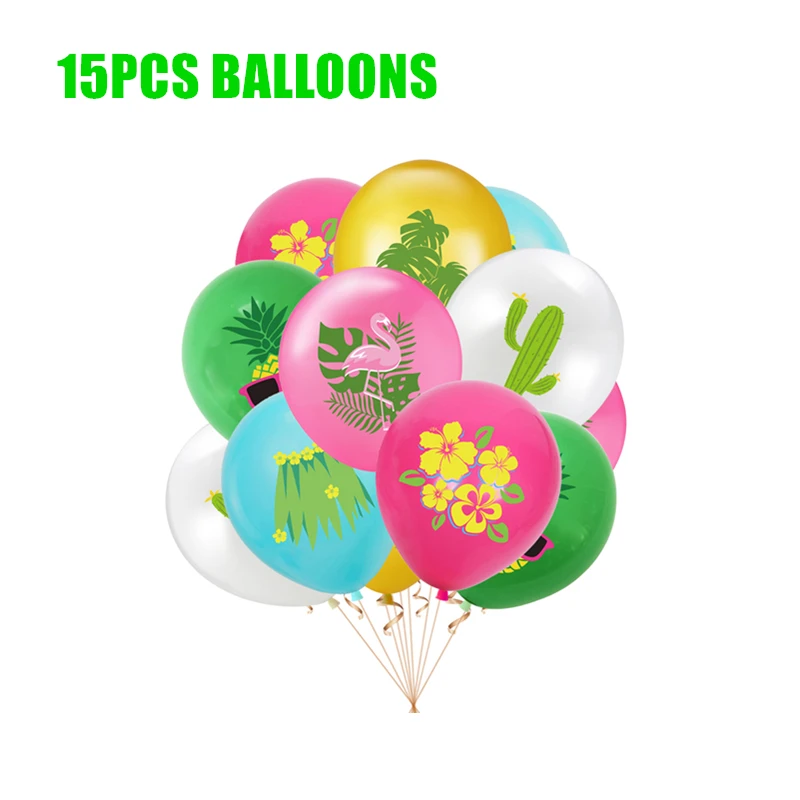 ﻿ Hawaiian Party Decorations Flamingo Balloons Aloha Banner Hawaii Photo Props Beach Summer Tropical Party Supplies