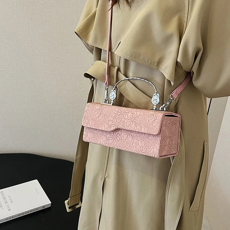 

High-End Vintage Letter Logo Handbag - Stylish Minimalist Crossbody Tote With Leather Accents, Luxury Women Purse