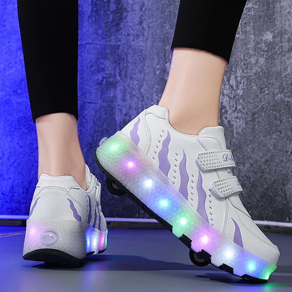 New Led Roller Sneaker scarpe da pattinaggio Outdoor Kids staccabile 2 ruote Blade Leisure scarpe sportive traspiranti Led Light Gear Blink