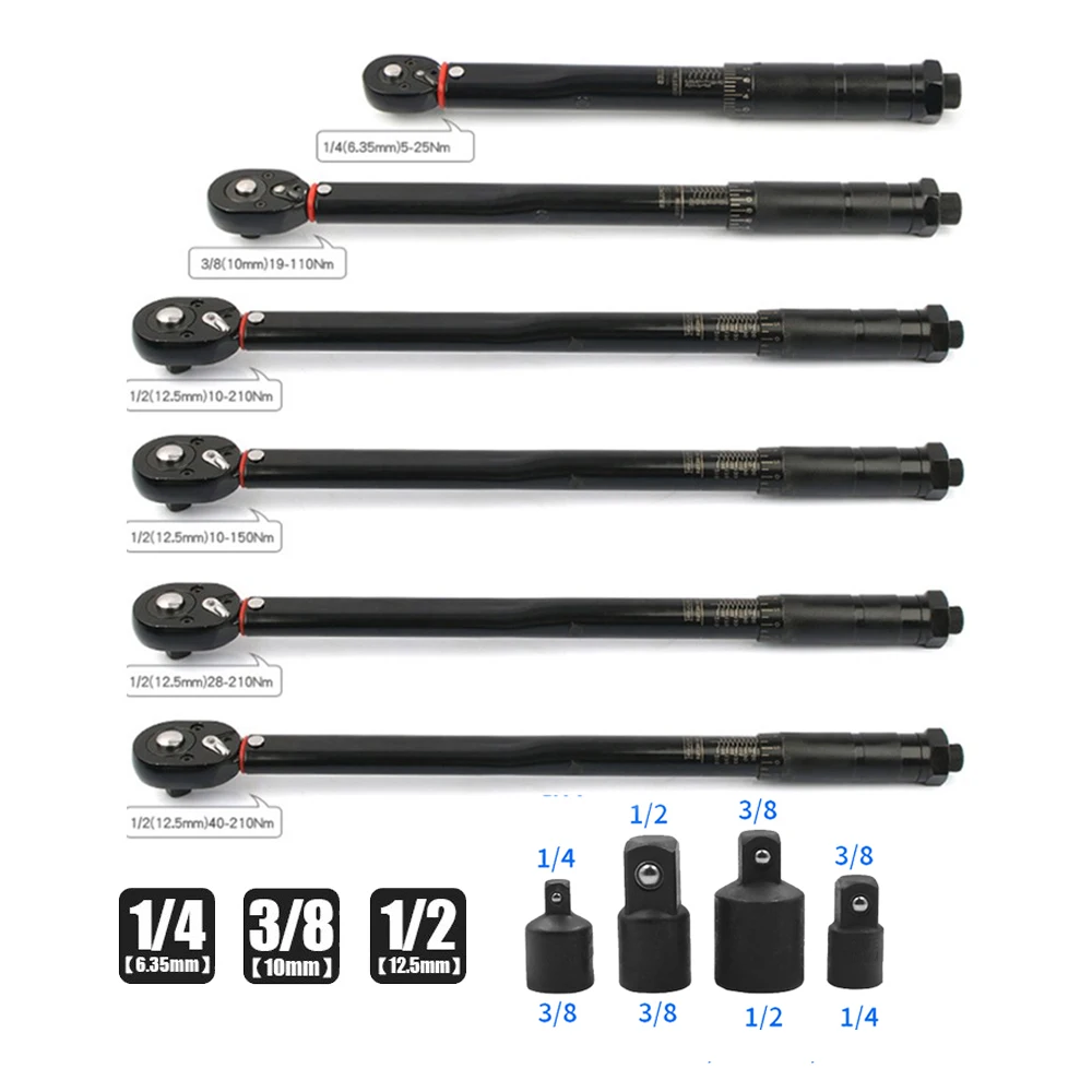 AliExpress FHZX 5-210N.m Torque Wrench 1/2'' 3/8'' 1/4'' Square Drive Preset Bicycle Torques Key Two-way Ratchet Car