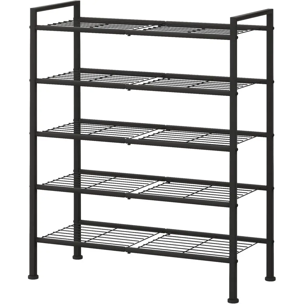 

5-Tier Metal Shoe Storage Organizer for Utility, Entryway, Bedroom, Small Spaces (Black)