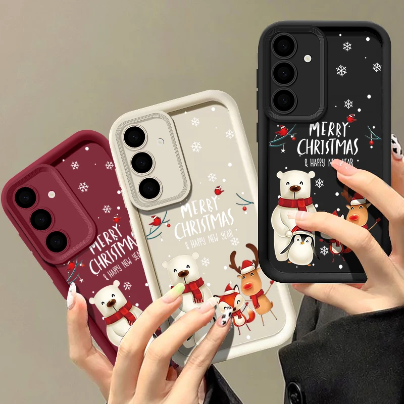 Weihnachten Bär Telefon Fall Für Samsung Galaxy S25 Rand S24 S23 S22 Ultra Plus S25 FE A17 A56 A36 A26 A55 A35 A54 Silikon Abdeckung