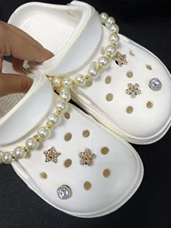8 pieces of hole shoe accessories rhinestones flowers stars artificial highlight pearls DIY detachable chain garden shoe shoe bu