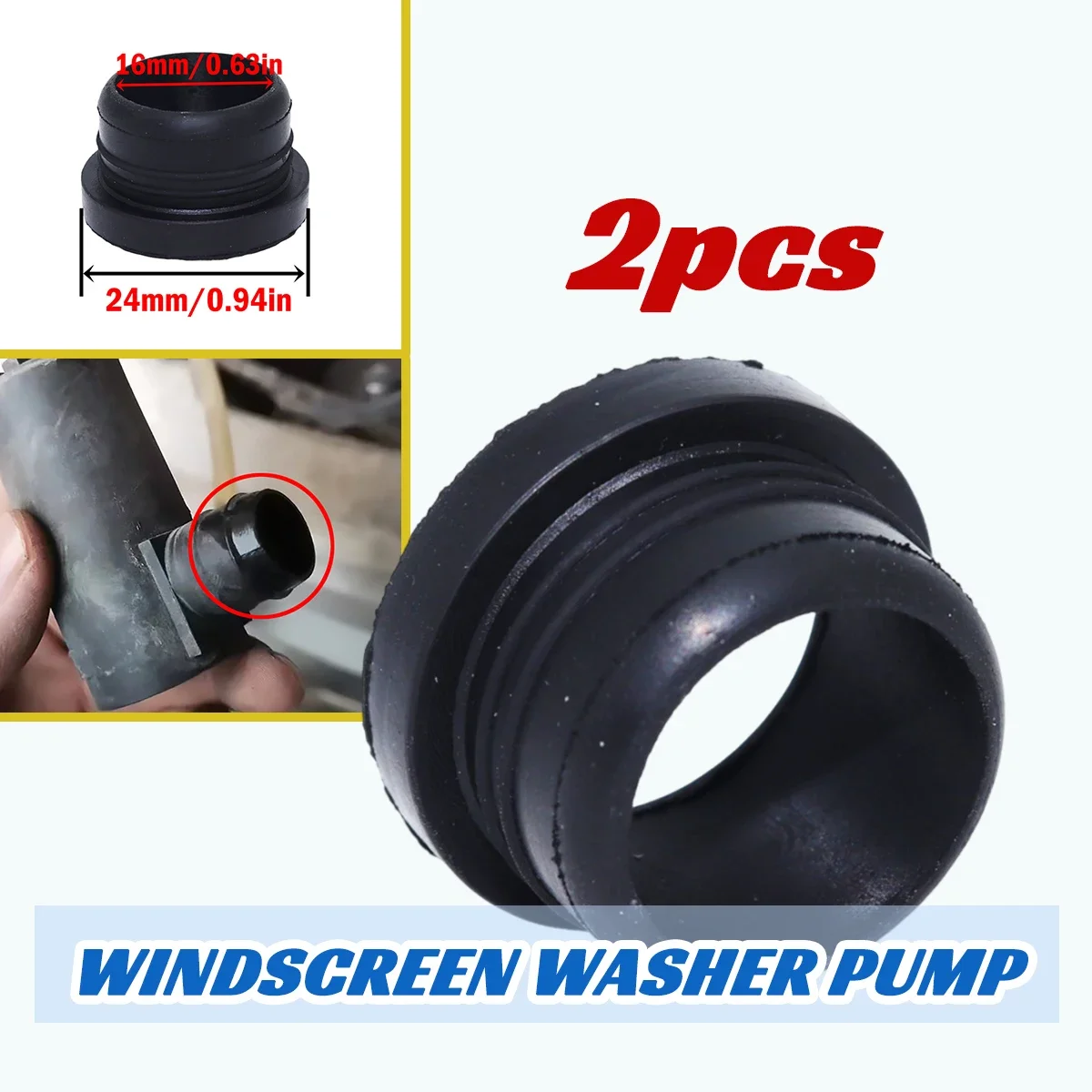 

For Peugeot 307 308 406 2pc Washer Pump Grommets Windshield Rubber Seal Gasket Reservoir Bottle Leaking Mount Cap Car Repair Kit