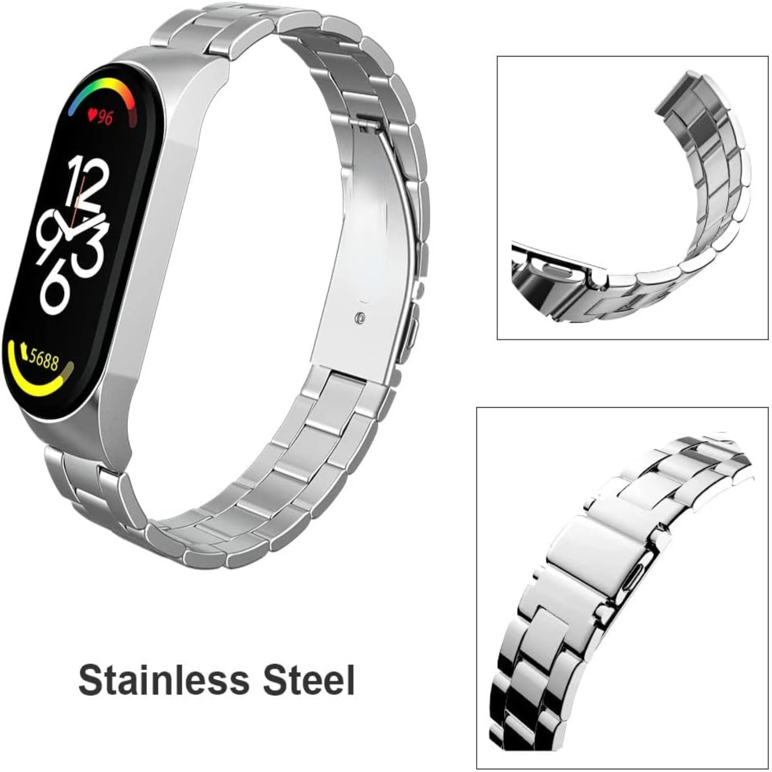 orward way. Upgrade your athletic accessories with this sleek, stylish, and versatile stainless steel band that seamlessly integ