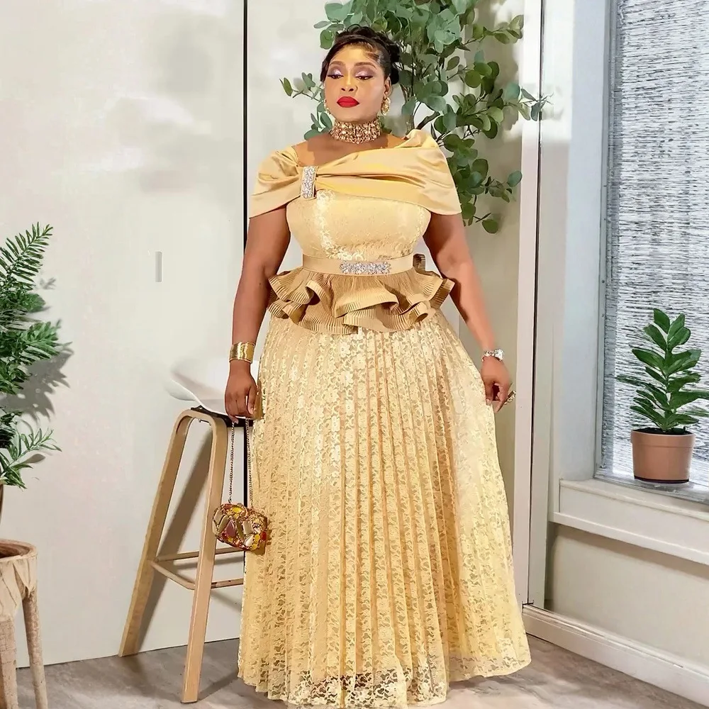 

African Party Dresses for Women Plus Size Dashiki Ankara Lace Wedding Evening Gowns Elegant Turkey Muslim Maxi Dress 2026 New