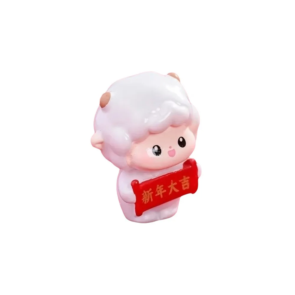 Cute Resin Year of The Goat Ornament Lucky Theme Sheep Zodiac Goat Figurines DIY Adorable Style Mascot Ornament Chinese New Year