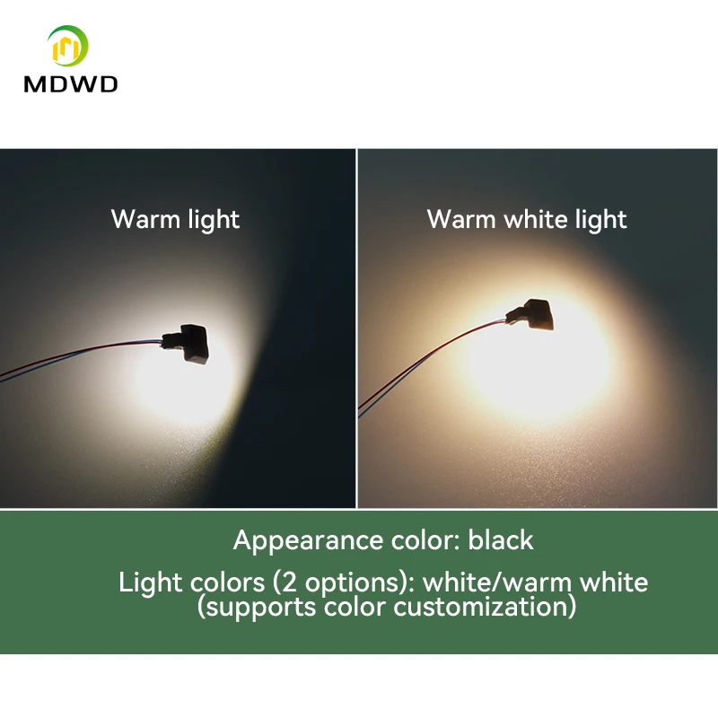 Mini 3V LED Spotlight MDWD HO 1:87 Scale Micro Model Lamp, Adjustable Color LED Light for Railway Scene, Building Sand Table