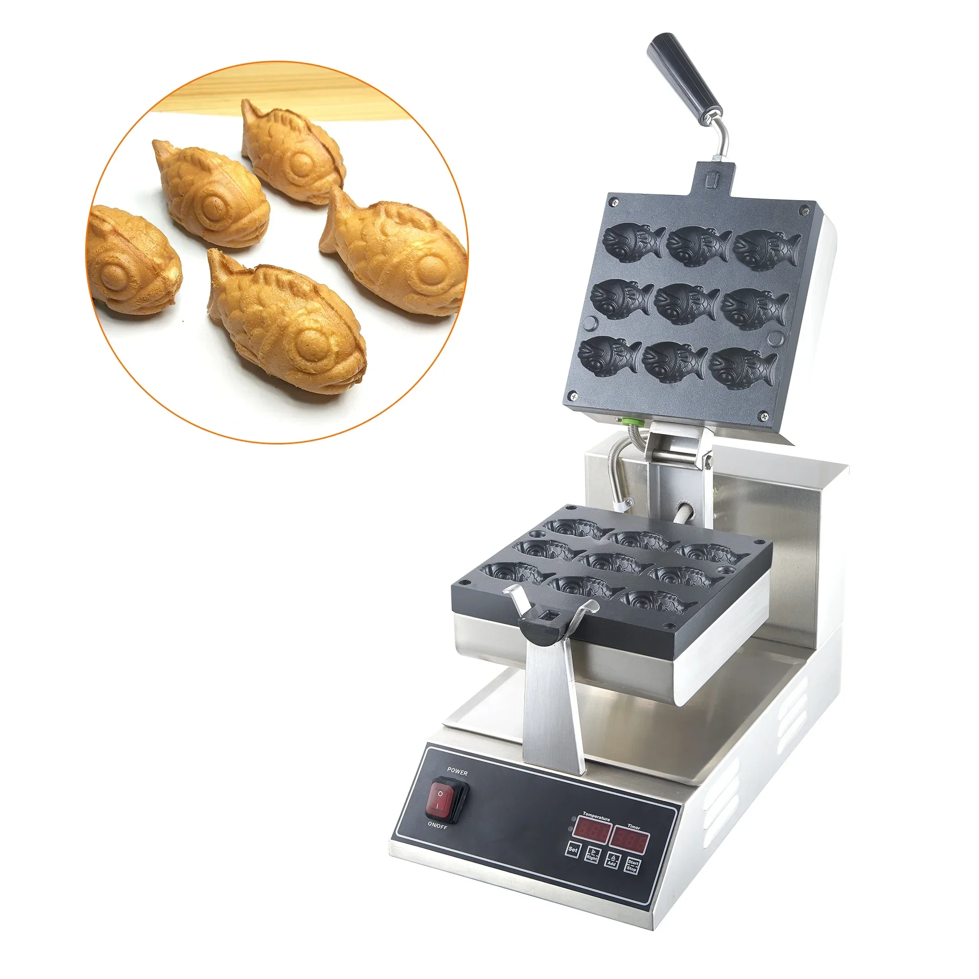 Good Quality  XZYS-09  Stainless Steel Mini  Machine Rotating Fish-shape Waffle Maker Manufacturer