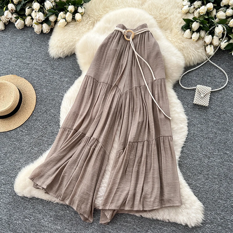 캐주얼 바지 여성 2025 여름 드레스 요정 부드러운 스타일 다목적 하이 웨이스트 루즈 와이드 레그 스커트 쉬폰 바지