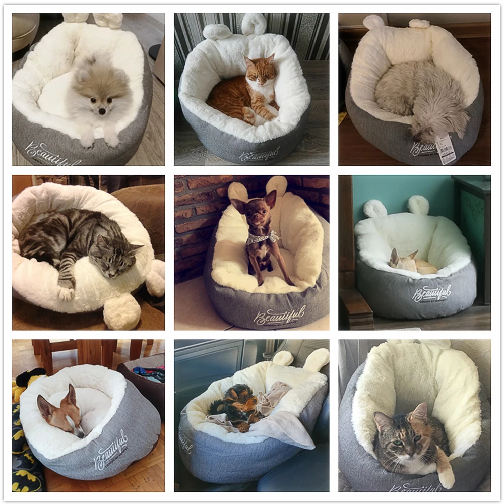 Dropshipping pet bed Warming Dog House Soft Material Pet bag sleeping Cushion