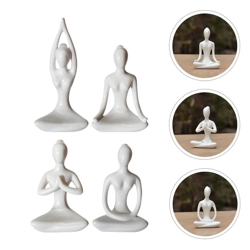 

4 Pcs Yoga Ornaments Decorative Abstract Sculpture Household Statue Desktop Supply Accessory Delicate Decorations