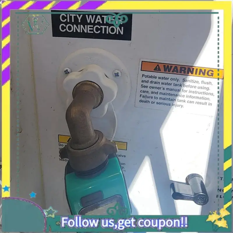 

Upgraded RV City Water Fill Inlet Flange Brass With Hose Elbow Check Valve Hookup Connector For Trailer Marine