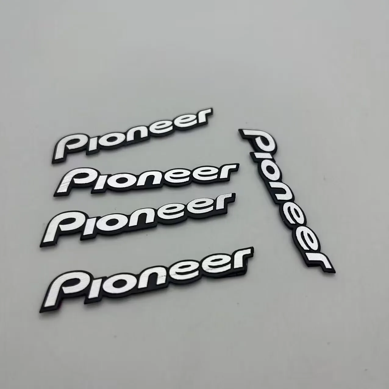 4pcs 20pcs 50pcs For Pioneer Speaker Audio Speaker 3D Aluminum Badge Emblem Stereo Sticker Accessories Size 55mmX10mm