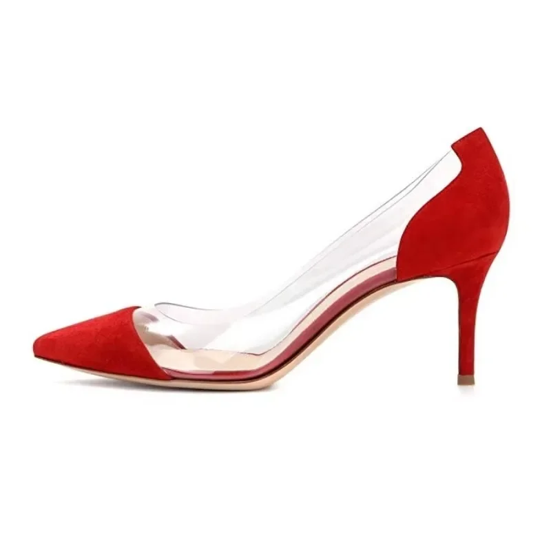 Women Pumps Fashion 2026 Spring Autumn Sexy Transparent PVC 9cm Pointed Toe Slip-on High Heels Female Party Dress Wedding Shoes