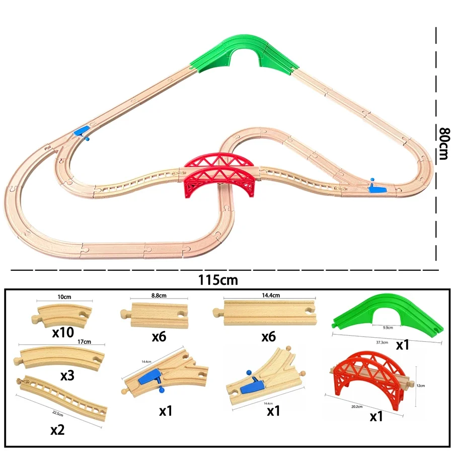 Accesorios de vía ferroviaria DIY, vía de tren de madera Compatible con marca Normal, tren de haya, juguetes de carretera para niños, regalos