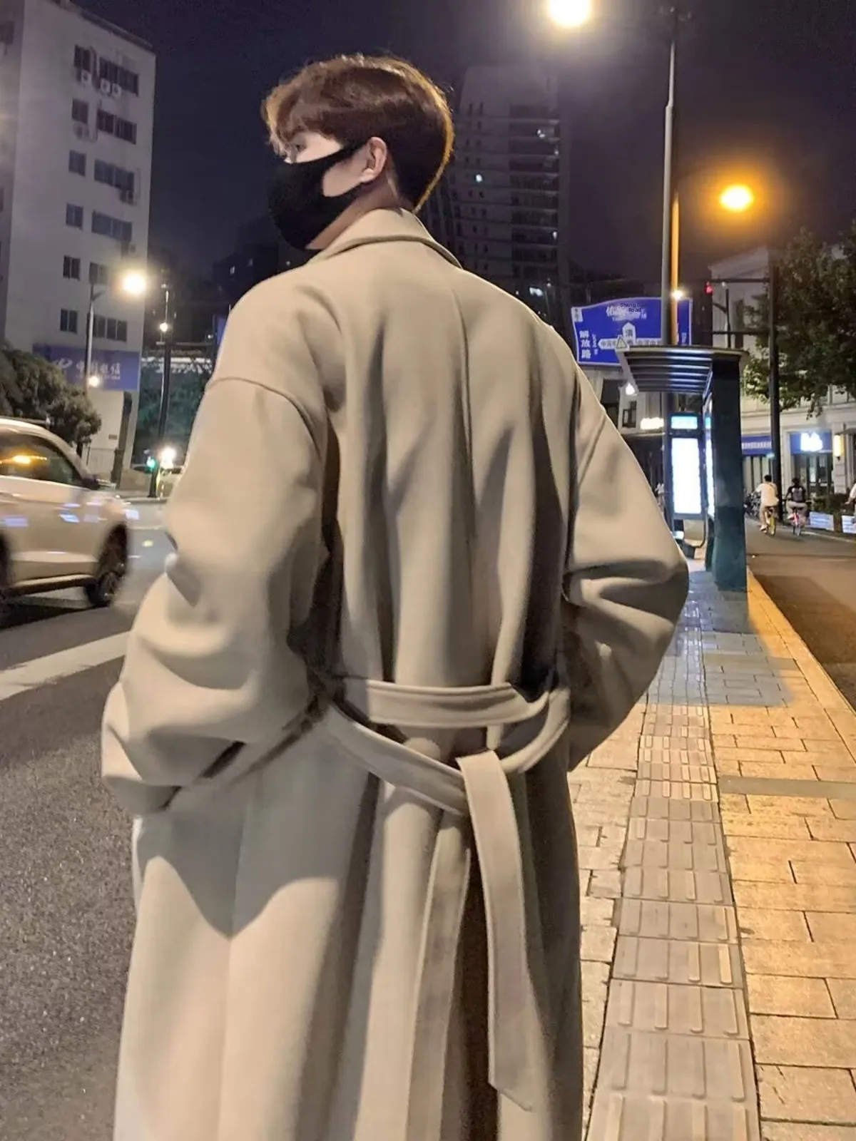 Men's Thickened Winter Coat Over-Knee Mid-Length Woolen Jacket Fashionable British Style Urban Fashion Warm Long Sleeve Coat
