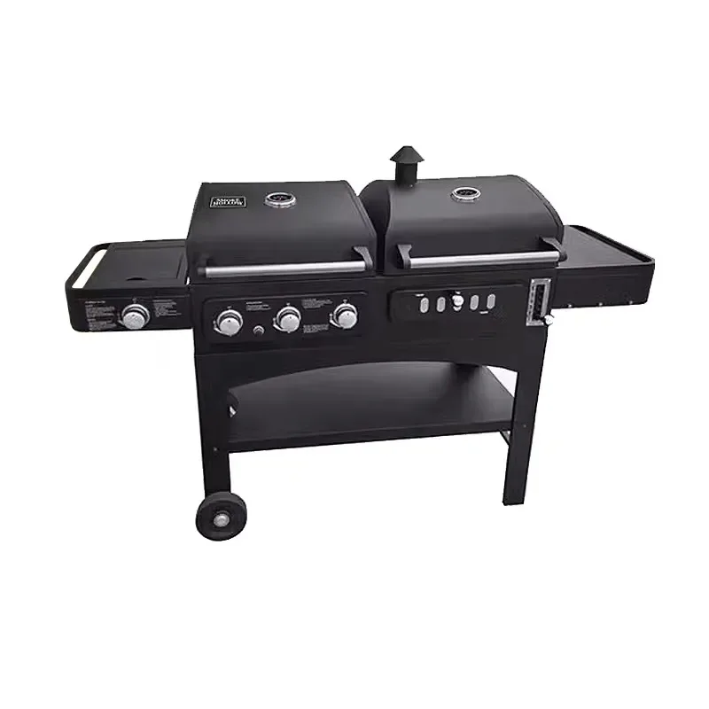Powder Coated Iron Charcoal BBQ Grill Smoked Chimney Starter Dual Purpose Cooking Barbecue