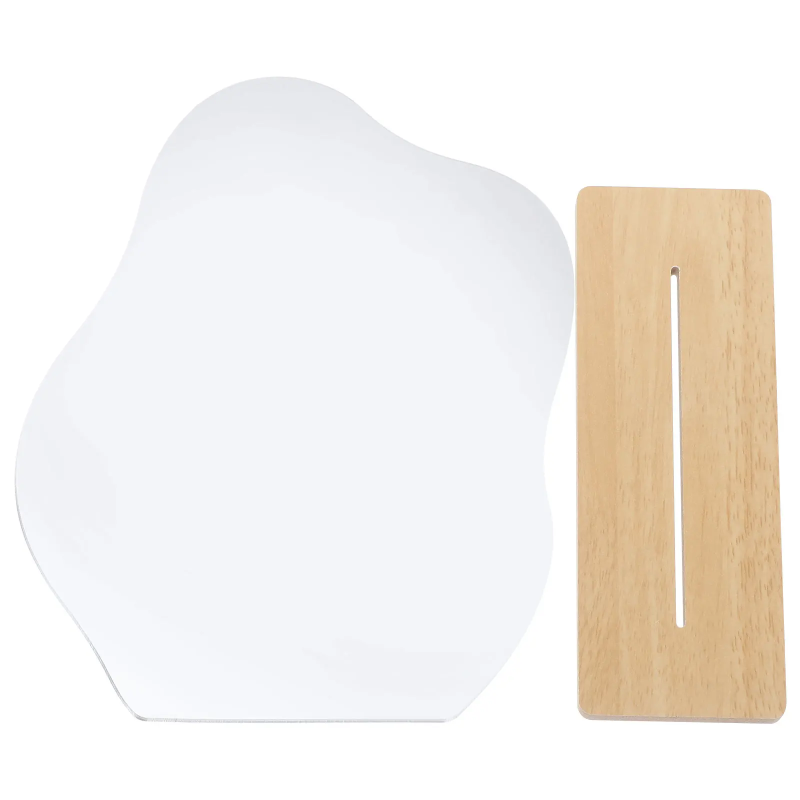 1 conjunto grande espelho de mesa com suporte de madeira bonito forma irregular espelho de mesa para dormitório decoração maquiagem vaidade portátil