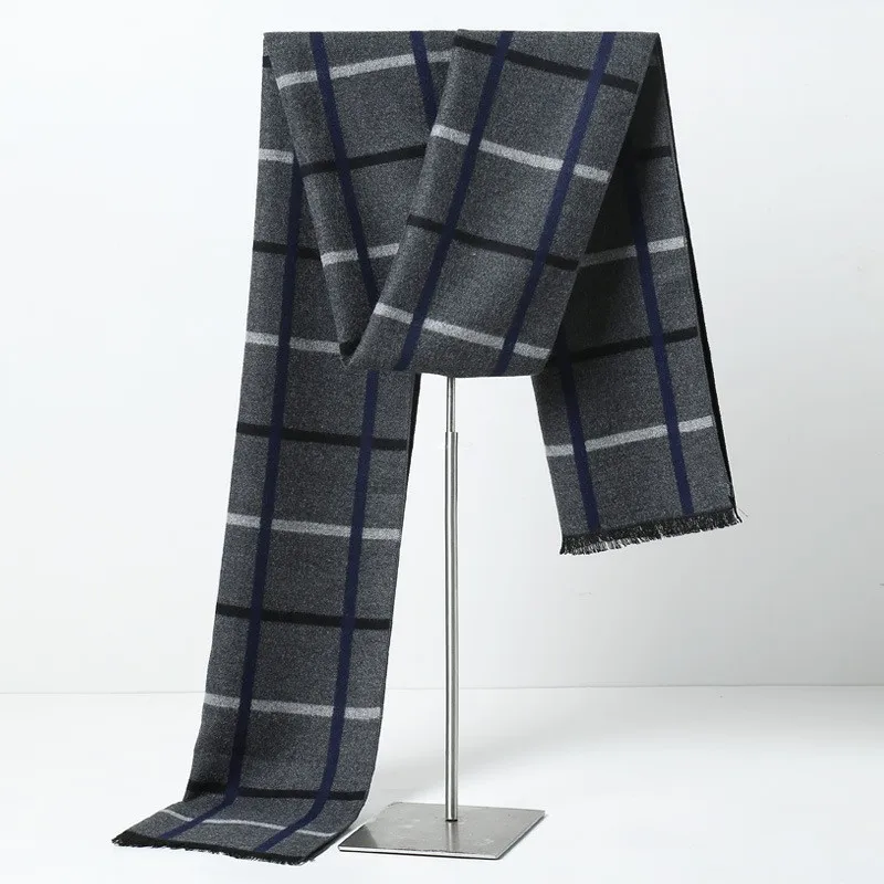 Designer Brand Plaid Men Scarves Winter Warm Cashmere Scarf Men's Pashmina Shawl Business Long Wraps Christmas Gift for Man