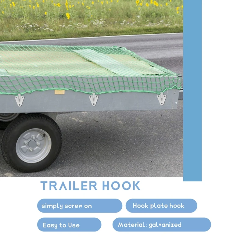 10 ชิ้นสามหลุมกันน้ํา Tarpaulin Hook Trailer เชื่อมต่อสุทธิ Hook Hook แผ่นเหล็ก Hook เหมาะสําหรับรถพ่วง