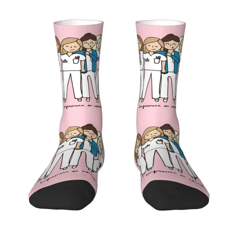 Cute Cartoon Ladies Nurse Doctor Printed Socks Men Women Warm 3D Printed Sports Basketball Socks