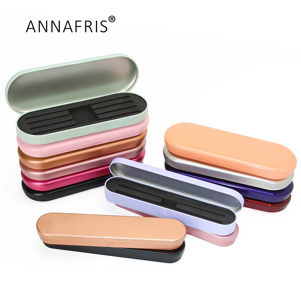 ANNAFRIS Tinplate Eyelash Tweezers Storage Box Beauty Makeup Tweezer Box Brushes Eyeliner Eyelashes Tool Organizer Case